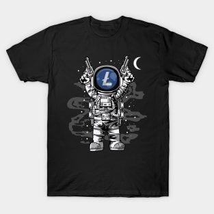 Astronaut Litecoin Lite Coin LTC To The Moon Crypto Token Cryptocurrency Wallet Birthday Gift For Men Women Kids T-Shirt